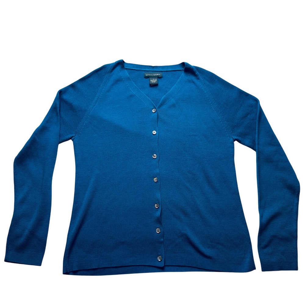 Banana Republic Teal Cardigan Sweater‎ V Neck Long Sleeve Knit Top Size L